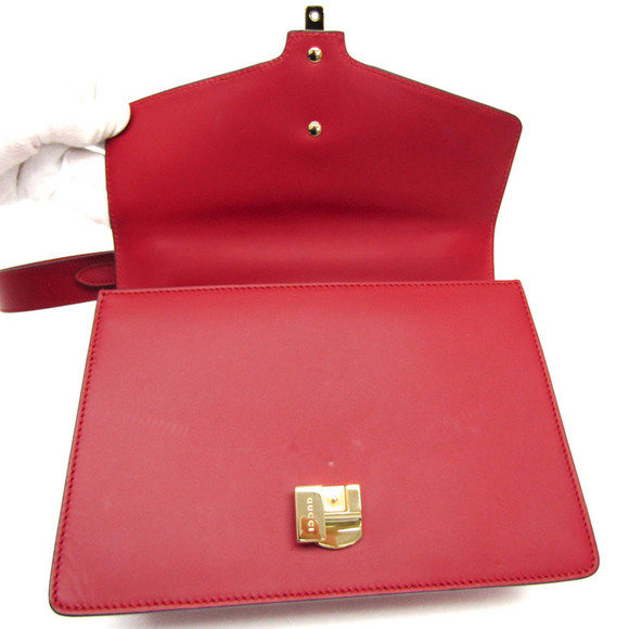 GUCCI Authentic Red Leather Sylvie Shoulder Bag - Picture 9 of 14